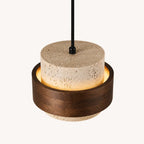 Suspension en travertin & Bois noyer moderne 20 cm