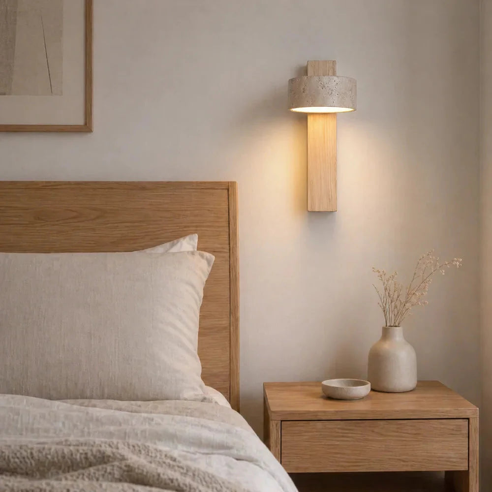 Applique murale design en bois & travertin