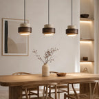 Suspension en travertin & Bois noyer moderne 20 cm
