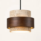 Suspension en travertin & Bois noyer moderne 20 cm