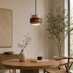 Suspension en travertin & Bois noyer moderne 20 cm