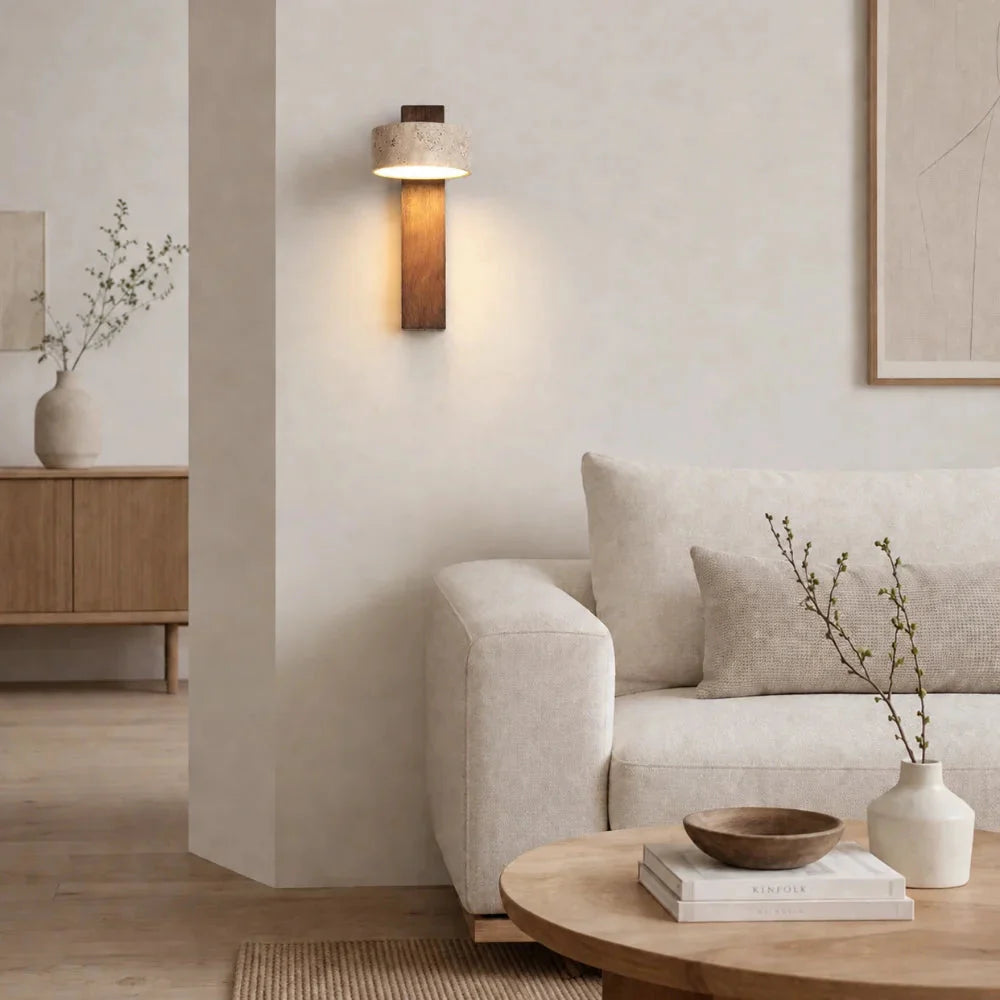 Applique murale design en bois & travertin