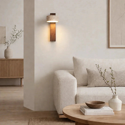 Applique murale design en bois & travertin