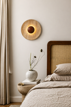 Applique Murale Moderne en Bois et Travertin