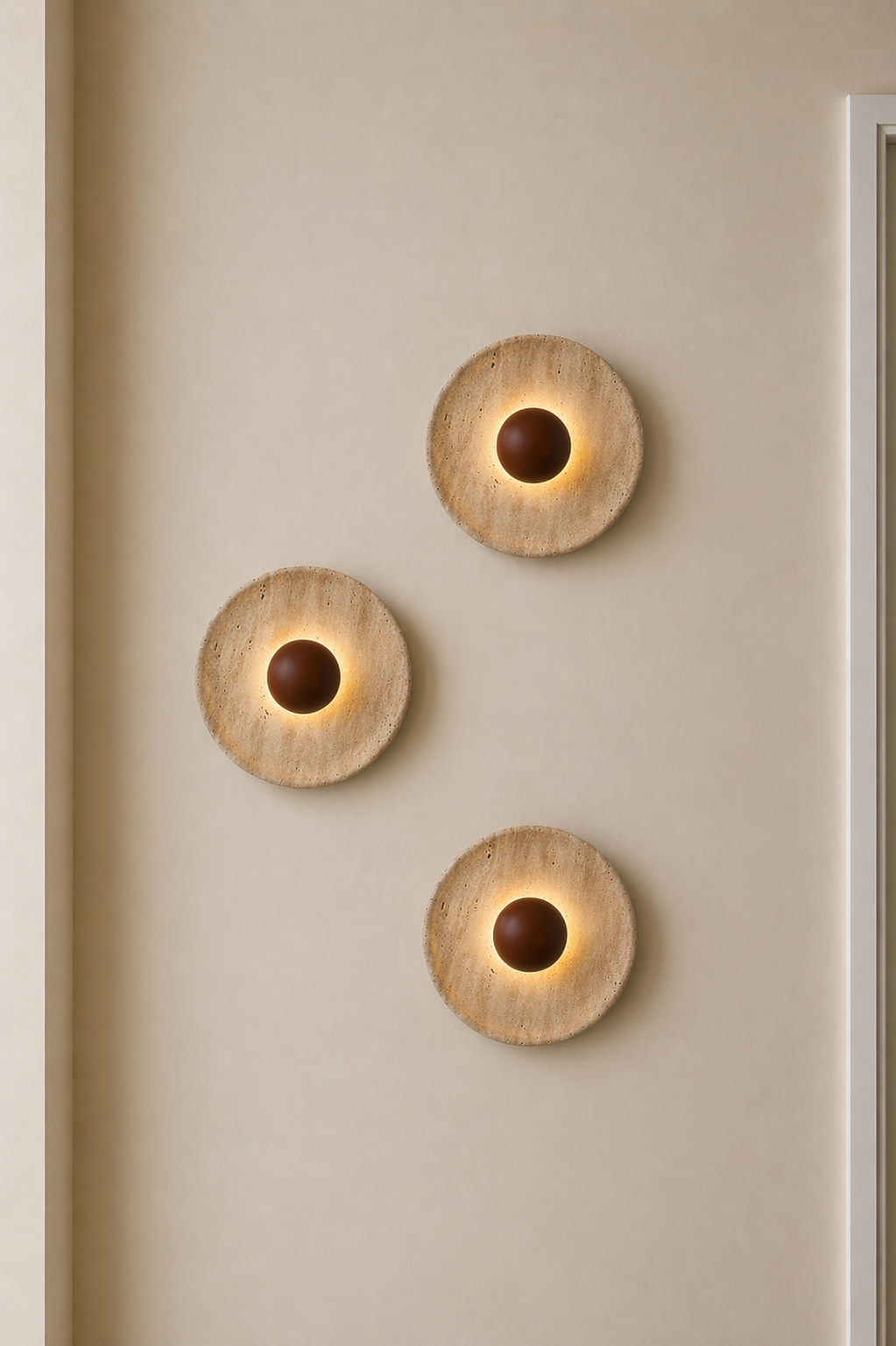 Applique Murale Moderne en Bois et Travertin